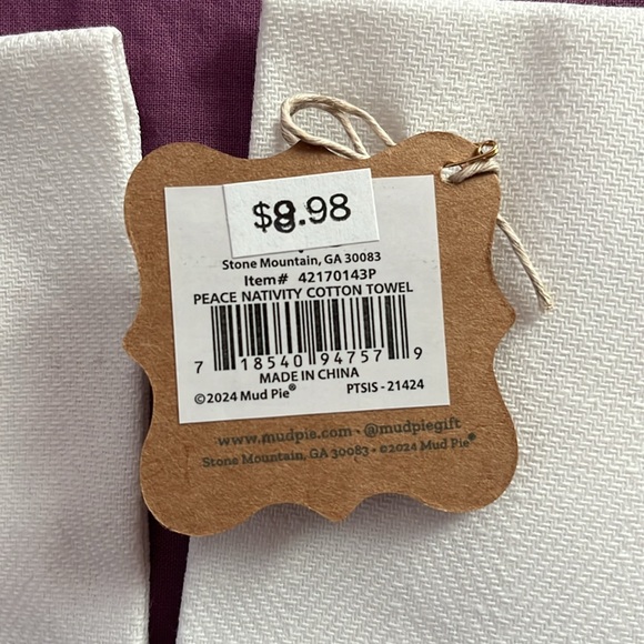 Mud Pie White and Brown Angel Decor Accents. Bundle of 2 new towels - Picture 3 of 3